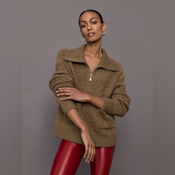 Carbon38 Sweaters - CARBON38 Half Zip Boucle‎ Pullover Sweater jn Caribou Size XS